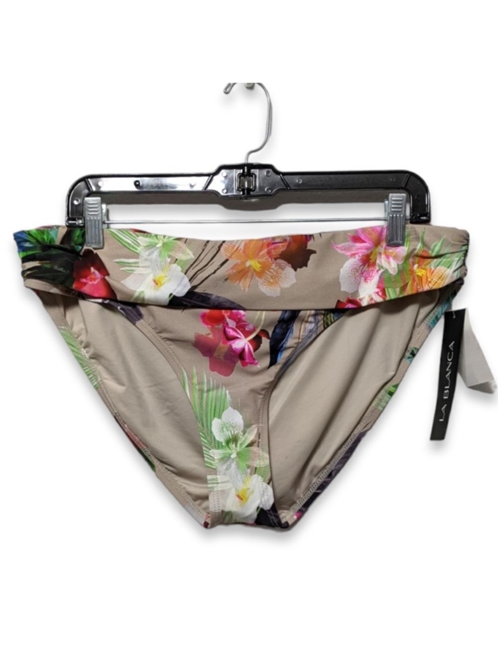 NWT LA BLANCA LB8KD95 Beyond The Jungle Shirred Band Hipster Swim Bottoms 14